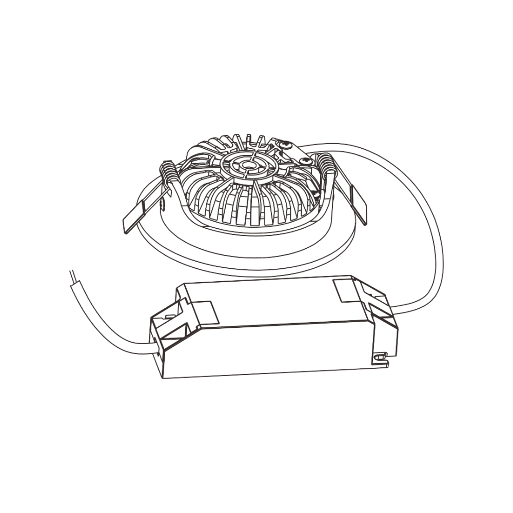 ED-10026 Led inbouwspot_aansluitzijde ED-10026 Led inbouwspot kleine inbouwdiepte IP54 dim to warm, vierkant, zwart, 75mm - Afbeelding 5
