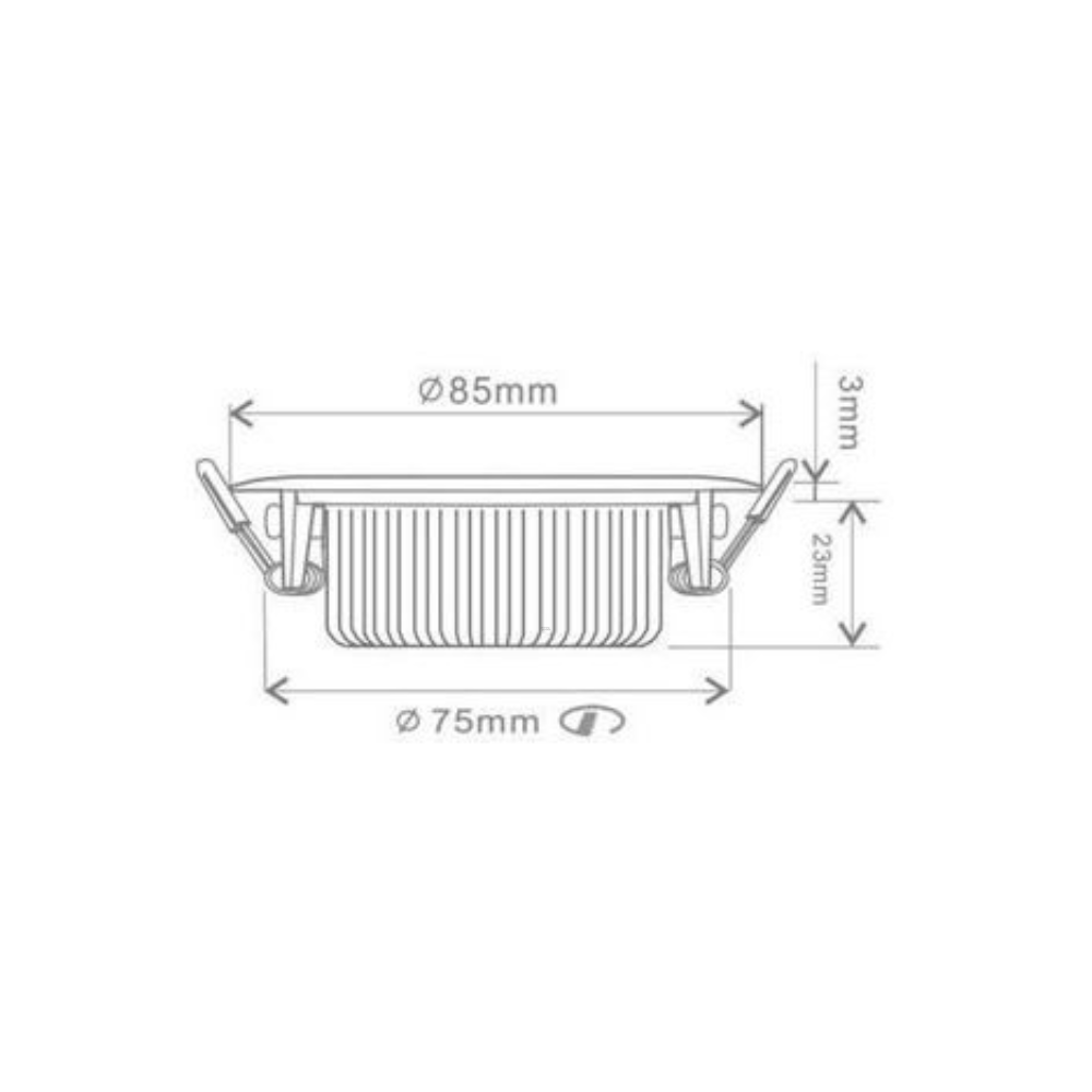 ED-10026 Led inbouwspot_afmetingen ED-10026 Led inbouwspot kleine inbouwdiepte IP54 dim to warm, vierkant, zwart, 75mm - Afbeelding 6