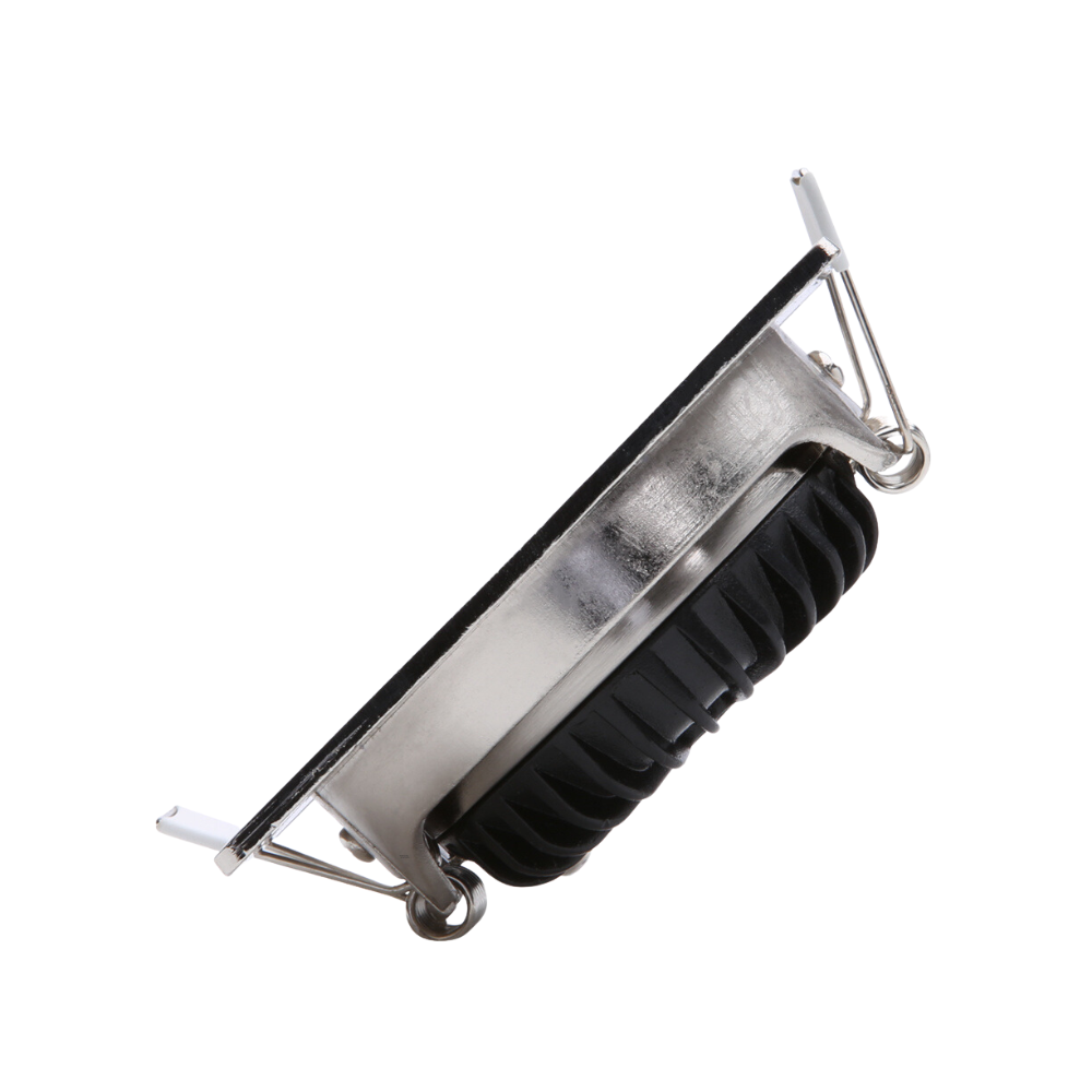 ED-10027 Led inbouwspot_zijaanzicht ED-10027 Led inbouwspot kleine inbouwdiepte IP54 dim to warm, vierkant, geb. nikkel, 75mm - Afbeelding 3