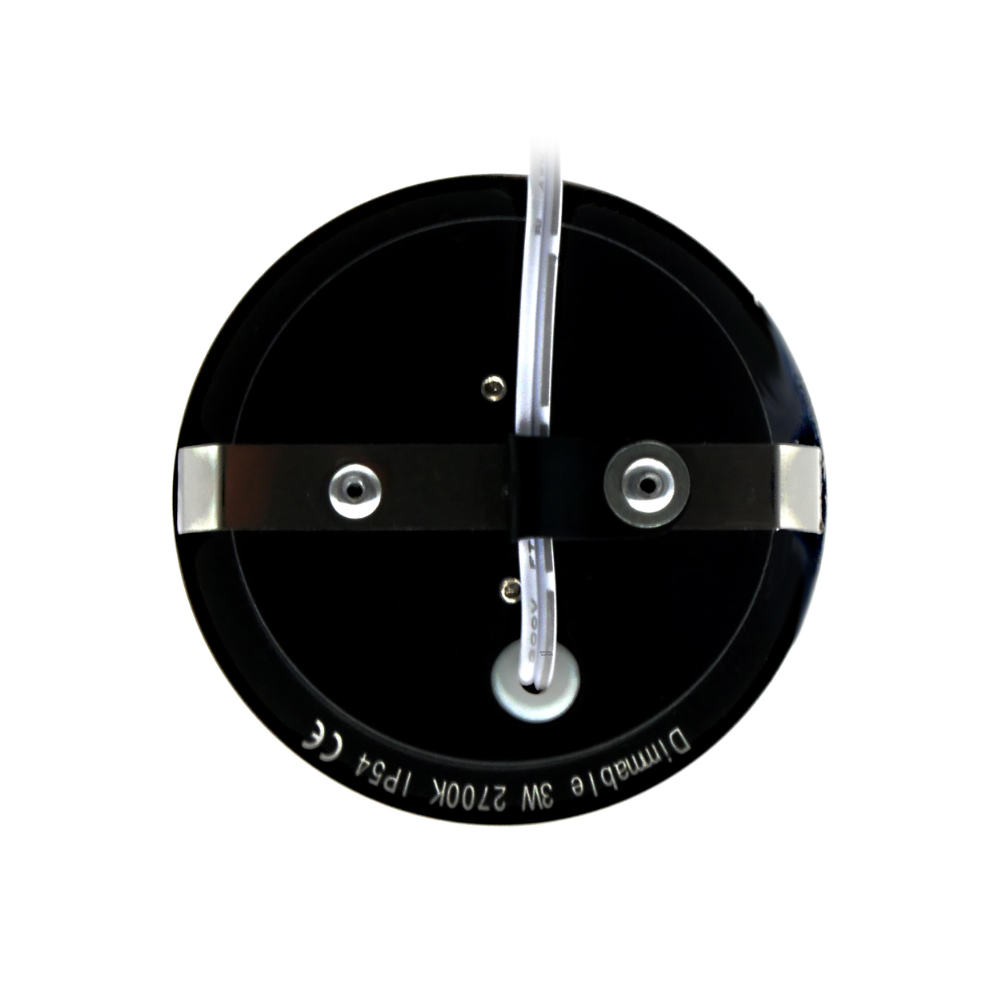 ED-10046 Led meubelspot_zwart_onderkant ED-10046 Led meubelspot kleine inbouwdiepte IP54 warm wit, rond, zwart, 55mm - Afbeelding 4