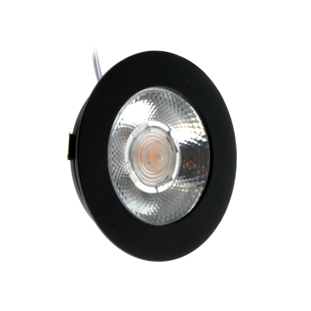 ED-10046 Led meubelspot_zwart_zijaanzicht ED-10046 Led meubelspot kleine inbouwdiepte IP54 warm wit, rond, zwart, 55mm - Afbeelding 6