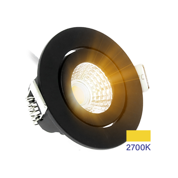 ED-10062 Led inbouwspot kleine inbouwdiepte IP54 warm wit, rond, zwart, 55mm - Afbeelding 2