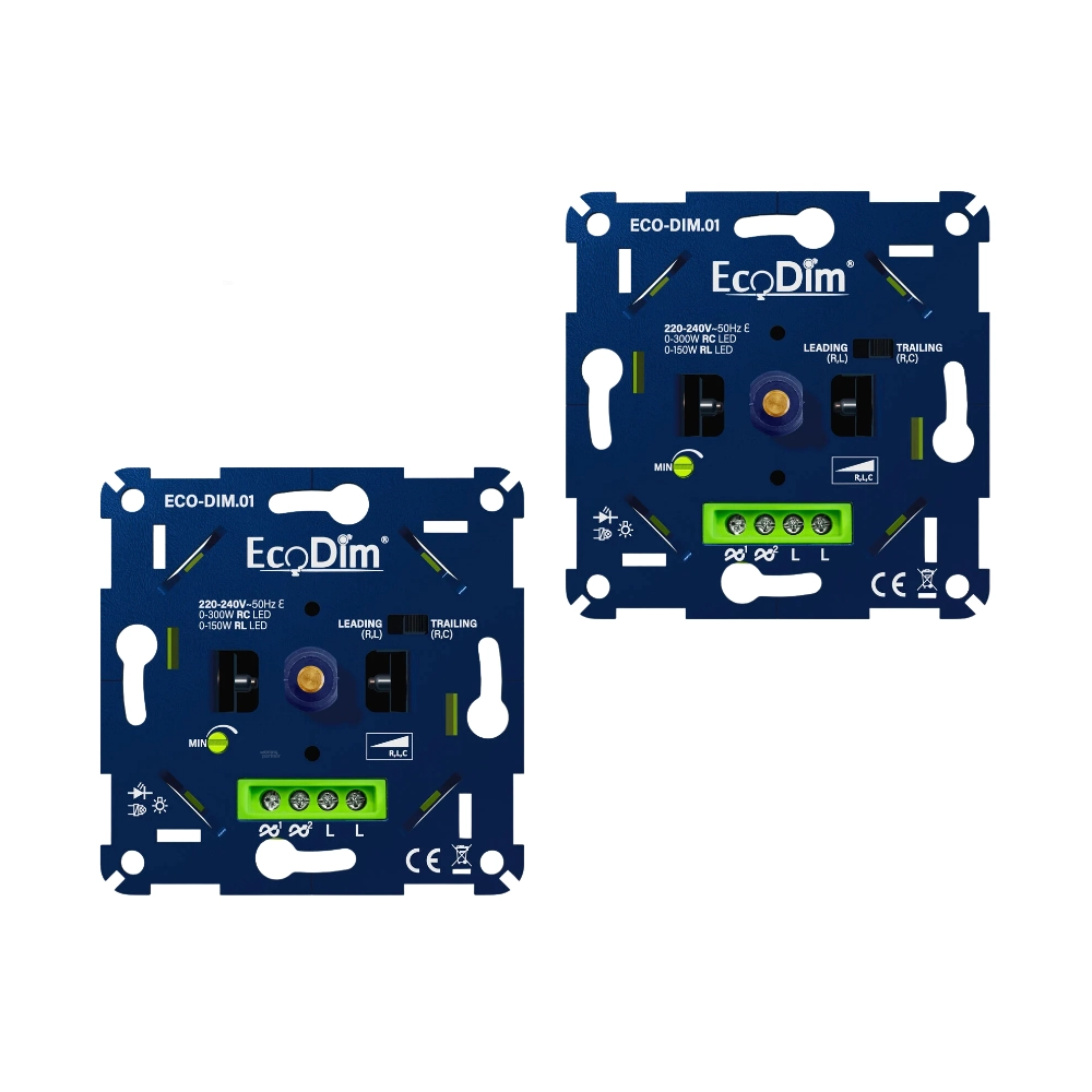 EcoDim.01 LED-dimmer 2-pack universeel 0-300 watt RC fase-afsnijding