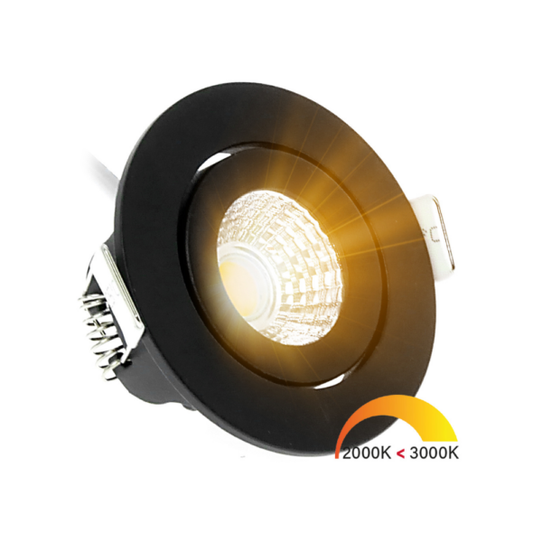 ED-10060 Led inbouwspot kleine inbouwdiepte IP54 dim to warm, rond, zwart, 55mm - Afbeelding 2