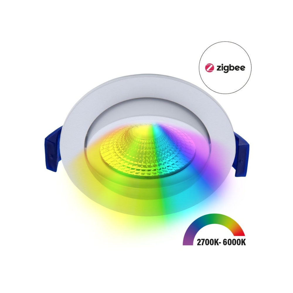 EcoDim_ED-10079 Zigbee_alle-kleuren ED-10079 Zigbee led inbouwspot kleine inbouwdiepte IP54 RGB/2700K-6000K, rond, wit, 75mm - Afbeelding 2
