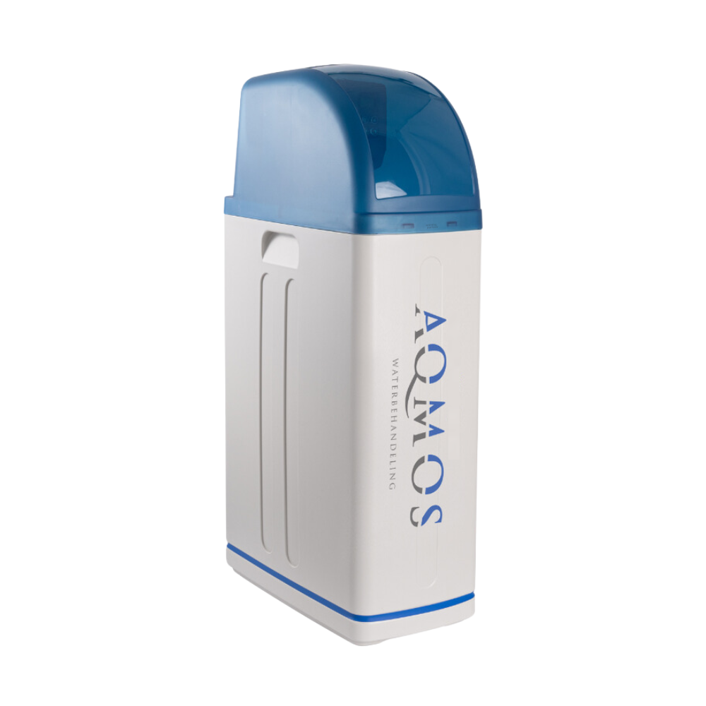 Aqmos R2D2-48 waterontharder stand-alone_zijaanzicht Aqmos R2D2-48 waterontharder schuin voor met kap