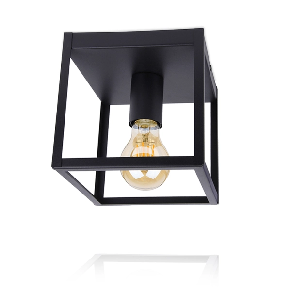 Industriële plafondlamp LEDUXA | vierkant | E27 | zwart