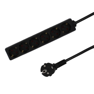 6-voudige tafelcontactdoos LEDMAT | 3m | zwart