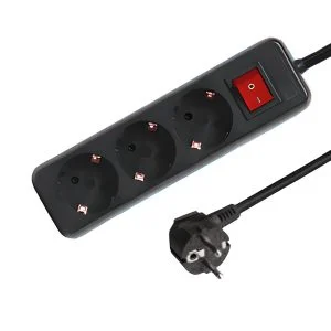 3-voudige tafelcontactdoos LEDMAT met schakelaar | 3m | zwart