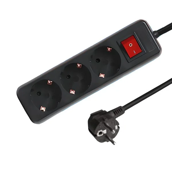 3-voudige tafelcontactdoos LEDMAT met schakelaar | 3m | zwart