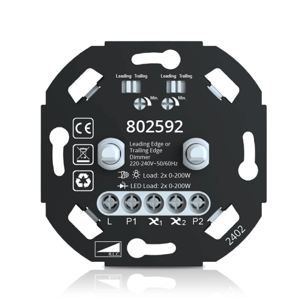 LED dimmer voordeel Duo | 2x200w | fase af- en aansnijding