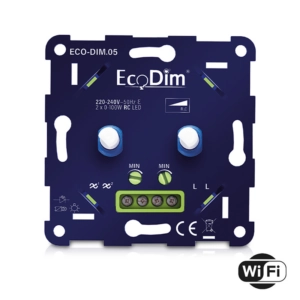 WiFi LED-dimmer duo EcoDim.05 | 2x 0-100w | fase afsnijding RC