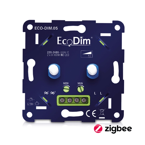 EcoDim.05 Zigbee LED dimmer duo fase afsnijding RC 2x 0 tot 100 watt