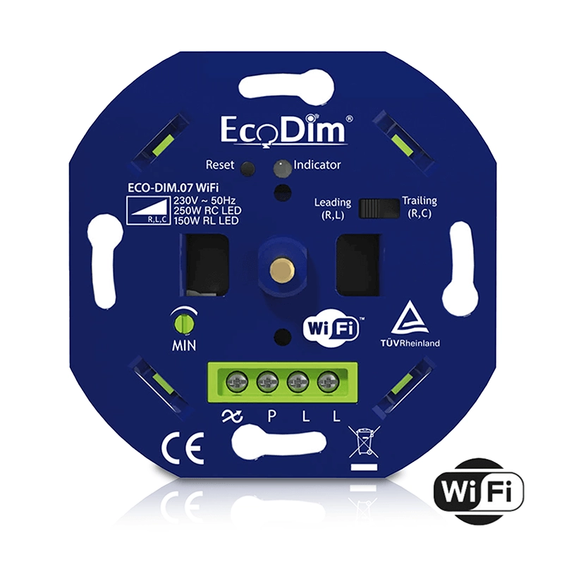 WiFi LED dimmer EcoDim.07 | druk/draai | 0-250w