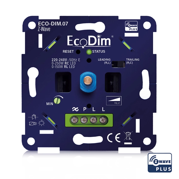 EcoDim ECO-DIM.07 Led dimmer Z-Wave druk/draai 0-250W (RLC)