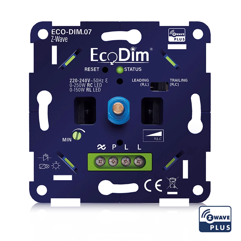 EcoDim ECO-DIM.07 Led dimmer Z-Wave druk/draai 0-250W (RLC)