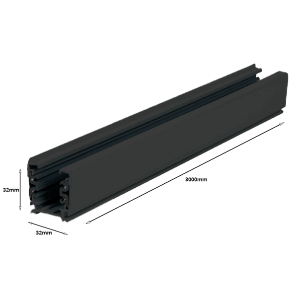 3-fase rail-300 cm-zwart